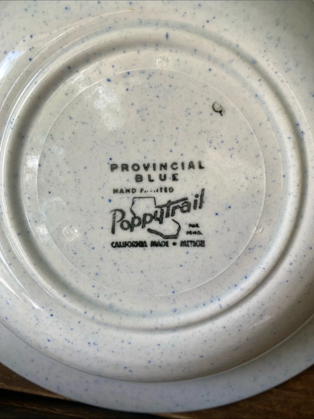 Vintage Metlox Poppytrail Provincial Blue/White Dinner Bowl Hand-Decorated Scene